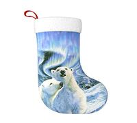 DENMER Polar Bears Northern Lights Christmas Stockings Xmas Fireplace Hanging Stocking Decorations For Christmas Party Decoration Supplies.Christmas Gifts