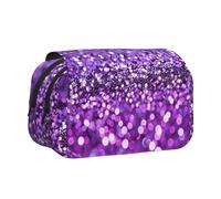 DENMER Purple Glitter at Night Printed Flip Pencil Case with 2 Compartments, Large Capacity, Portable Stationery Organizer for School, Travel and Art