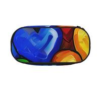 DENMER Rainbow Colored Gay Pride Hearts Printed Oxford Fabric Pencil Case with Spacious Design for School, Office, Travel - Multi-Use Stationery & Makeup Pouch