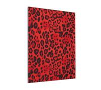 DENMER Red Leopard Pattern Printed Solid Wood Frame Canvas Wall Art 40x50 CM - Handmade Framing Square Wall Decor for Bedroom, Living Room, Office