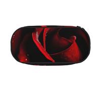 DENMER Red Rose Printed Oxford Fabric Pencil Case with Spacious Design for School, Office, Travel - Multi-Use Stationery & Makeup Pouch