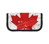 DENMER Retro Canada Flag Printed Canvas Pencil Case, Spacious Pen Pouch for School, Office and Travel