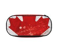 DENMER Retro Canada Flag Printed Oxford Fabric Pencil Case with Spacious Design for School, Office, Travel - Multi-Use Stationery & Makeup Pouch