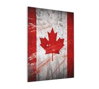 DENMER Retro Canada Flag Printed Solid Wood Frame Canvas Wall Art 40x50 CM - Handmade Framing Square Wall Decor for Bedroom, Living Room, Office