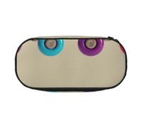 DENMER Retro Colorful Roller Skates Printed Oxford Fabric Pencil Case with Spacious Design for School, Office, Travel - Multi-Use Stationery & Makeup Pouch