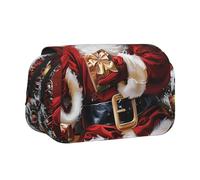 DENMER Santa Claus Xmas Gifts Printed Flip Pencil Case with 2 Compartments, Large Capacity, Portable Stationery Organizer for School, Travel and Art