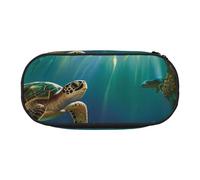 DENMER Sea Turtles Printed Oxford Fabric Pencil Case with Spacious Design for School, Office, Travel - Multi-Use Stationery & Makeup Pouch