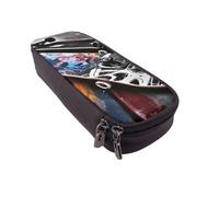 DENMER Skate Boards Printed Leather Flip Pencil Case - Multifunctional Organizer for School, Office & Travel