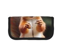DENMER Squirrel Funny Animal Printed Canvas Pencil Case, Spacious Pen Pouch for School, Office and Travel