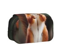 DENMER Squirrel Funny Animal Printed Flip Pencil Case with 2 Compartments, Large Capacity, Portable Stationery Organizer for School, Travel and Art