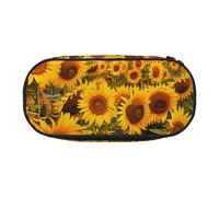 DENMER Sunflower Field Printed Oxford Fabric Pencil Case with Spacious Design for School, Office, Travel - Multi-Use Stationery & Makeup Pouch