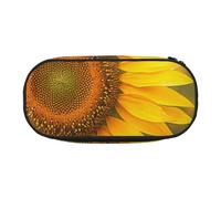 DENMER Sunflower Printed Oxford Fabric Pencil Case with Spacious Design for School, Office, Travel - Multi-Use Stationery & Makeup Pouch