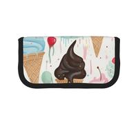DENMER Sweet Ice Cream Printed Canvas Pencil Case, Spacious Pen Pouch for School, Office and Travel