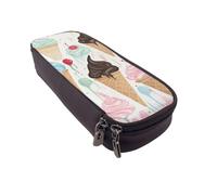 DENMER Sweet Ice Cream Printed Leather Flip Pencil Case - Multifunctional Organizer for School, Office & Travel