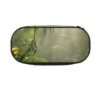 DENMER Tropical Rainforest Jungle Scene Printed Oxford Fabric Pencil Case with Spacious Design for School, Office, Travel - Multi-Use Stationery & Makeup Pouch