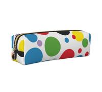 DENMER Twister Polka Dots Printed Leather Pencil Case Cute Stationery Organizer Simple Makeup Bag Pen Pouch, Gold Zipper
