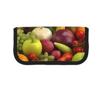 DENMER Variety Fresh Vegetables Fruits Printed Canvas Pencil Case, Spacious Pen Pouch for School, Office and Travel