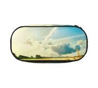 DENMER Wheat Field Printed Oxford Fabric Pencil Case with Spacious Design for School, Office, Travel - Multi-Use Stationery & Makeup Pouch