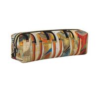 DENMER Women in Ancient Egypt Printed Leather Pencil Case Cute Stationery Organizer Simple Makeup Bag Pen Pouch, Gold Zipper