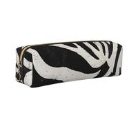 DENMER Zebra Animal Printed Leather Pencil Case Cute Stationery Organizer Simple Makeup Bag Pen Pouch, Gold Zipper