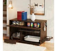 DENMOSTY Movable Cat Litter Tray Cabinet, Hidden Cat Litter Tray with Sand Catcher & Feeding Points - XXL Cat Litter Box Cabinet House Chest of Drawers, Brown, 100 x 45.5 x 67 cm