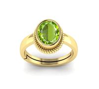 DENMOUS 11.00 Ratti/11.25 Carat Certified Natural Green Peridot Gemstone Gold Plated Adjustable Ring For Men And Women-B0CJFMQ9M1
