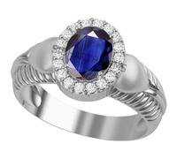 DENMOUS 11.25 Ratti 10.00 Carat Aaa+ Quality Natural Blue Sapphire Neelam Silver Plated Adjustable Gemstone Ring For Women'S And Men'S (Lab - Certified)-B0BX4F8HDNN