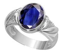 DENMOUS 11.25 Ratti 10.00 Carat Aaa+ Quality Natural Blue Sapphire Neelam Silver Plated Adjustable Gemstone Ring For Women'S And Men'S (Lab -DN01 Certified)-DN01B0BX4CF1
