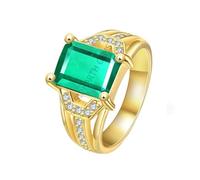 DENMOUS 11.25 Ratti 10.00 Carat Natural Panna Emerald Gold Plated Adjustable Ring With Lab Certificate-B0CK5N37DN