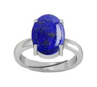 DENMOUS 11.25 Ratti 10.05 Carat Blue Lajward Stone Panchdhatu Adjustable Silver Plated Ring Natural Aa++ Quality Original Lapis Lazuli Lajwart Rashi Ratna-B0CXM6FMGG