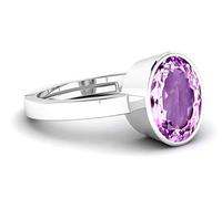DENMOUS 11.40 Carat Amethyst Purple Crystal Stone Silver With Metal Adjustable Ring For Astrological Purpose For Men And Women By Lab Certified-D01B092QB32