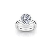 DENMOUS 12.00 Carat American Diamond Natural White Zircon Stone Silver Adjustable Astrological Purpose Ring For Men And Women-B093LPPC-DNM