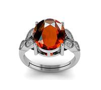 DENMOUS 12.00 Ratti 11.25 Carat Natural Aa++ Quality Certified Gomed/Garnet Stone Silver Ring For Men And Women-B0BC9F7NR1