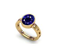 DENMOUS 12.25 Ratti 11.00 Carat Lab - Certified Unheated Untreatet AAA+ Quality Natural Blue Sapphire Neelam Gold Adjustable Gemstone Ring for Women's and Men's-AMZ2048