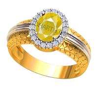 DENMOUS 12.25 Ratti 11.00 Carat Unheated Untreatet A+ Quality Natural Yellow Sapphire Pukhraj Gemstone Gold Plated Ring For Women'S And Men'S (Lab Certified)-B0BX4BBR00