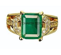 DENMOUS 12.25 Ratti 11.60 Carat Natural Panna Emerald Adjustable Gold Plated Ring With Lab Certificate-B0CK5MBQ-1D