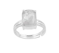 DENMOUS 14.00 Ratti 13.00 Crt Aa++ Quality Certified Adjaistaible Silver Ring Unheated Untreated Natural White Sapphire Pukhraj Loose Gemstone-B0C3HSWTDMS