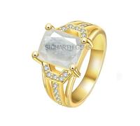 DENMOUS 15.00 Ratti Aa++ Quality Certified Adjaistaible Gold Plated Ring Untreated Natural White Sapphire Pukhraj Loose Gemstone-B0CK5MGY-D1