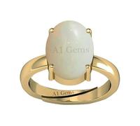 DENMOUS 15.25 Carat /14.00 Ratti Super Multi-Fire Opal Gold Plated Ring Certified Natural Oval White Australian Loose Gemstone (Certified Card From Lab - Certificate)-B0CXMD64B