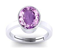 DENMOUS 2.00 Carat Astrological Unheated Untreatet Certified Aaa Quality Amethyst/Katella Silver Plated Adjustable Tone Ring For Men And Women-B092T5SL-DNM