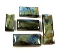 DENMOUS 215.55Cts Natural Labradorite Multi Flashing Gemstone Octagon Cabochon 5 Pcs Lot-B07DWD2G-01