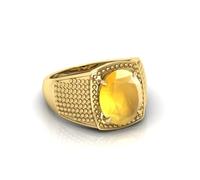 DENMOUS 4.00 Carat Certified Aaa++ Quality Natural Yellow Sapphire Pukhraj Gemstone Ring Gold For Men And Women'S-B0CTX2KLDN