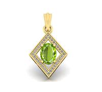 DENMOUS 4.00 Ratti/3.25 Carat Original Certified Natural Peridot Gemstone Gold Plated Pendant/Locket For Women'S And Men'S-B0C3D4P9-DNM
