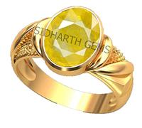 DENMOUS 4.25 Ratti 3.00 Carat Certified Unheated Untreatet Aaa++ Quality Natural Yellow Sapphire Pukhraj Gemstone Ring Gold For Women'S And Men'S-B0CCK2MXDN