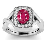 DENMOUS 4.25 Ratti 3.00 Carat Natural Aa++ Quality Ruby Manik Loose Gemstone Silver Plated Adjustable Ring For Men And Women'S Astrological Purpose-B09YXR6711