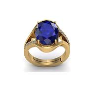 DENMOUS 4.25 Ratti 3.45 Carat Lab - Certified Unheated Untreatet Aaa+ Quality Natural Blue Sapphire Neelam Gold Plated Adjustable Gemstone Ring For Women'S And Men'S-B0BRX2VT1