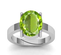 DENMOUS 4.25 Ratti 3.50 Carat Certified Natural Green Peridot Gemstone Silver Plated Adjustable Ring/Anguthi For Men And Women-B0CX12NW-D1