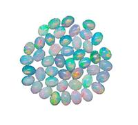 DENMOUS 4X6Mm Ethiopian Opal Cabochon Aaa Quality Ethiopian Opal Oval Cabochon Ethiopian Opal Cabochon Natural Welo Opal Multi Fire Opal Loose Gemstone For Jewelry Making-DNM01