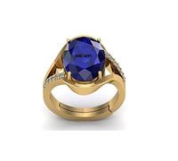DENMOUS 5.00 Ratti 4.50 Carat Lab - Certified Unheated Untreatet Aaa+ Quality Natural Blue Sapphire Neelam Gold Adjustable Gemstone Ring For Women'S And Men'S-B0BSTTM31