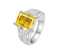 DENMOUS 5.25 Ratti 4.00 Carat Certified Aaa++ Quality Natural Yellow Sapphire Pukhraj Gemstone Ring Silver For Men And Women'S-B0CK5KKB25